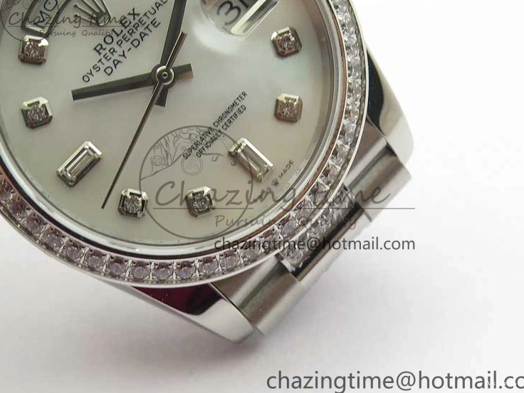 President Dial Crystal SS White Crystal Bracelet MOP on Best SS 128239 Edition Day-Date 36mm Marker A2836 BP 0117